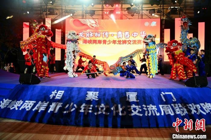 兩岸青少年同臺呈現(xiàn)龍獅表演?！⊥鯑|明 攝