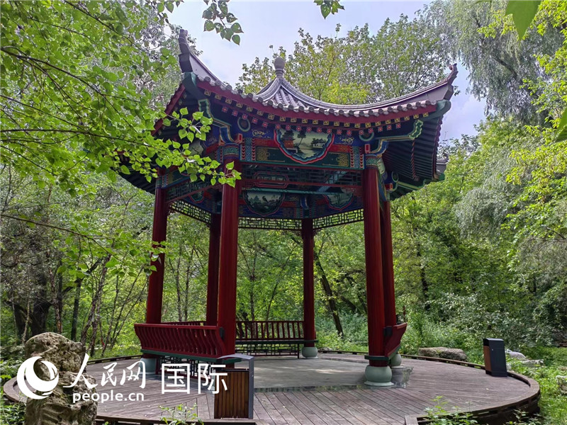 莫斯科中國貿易中心的中式園林“華銘園”一角。人民網記者 申亞欣攝