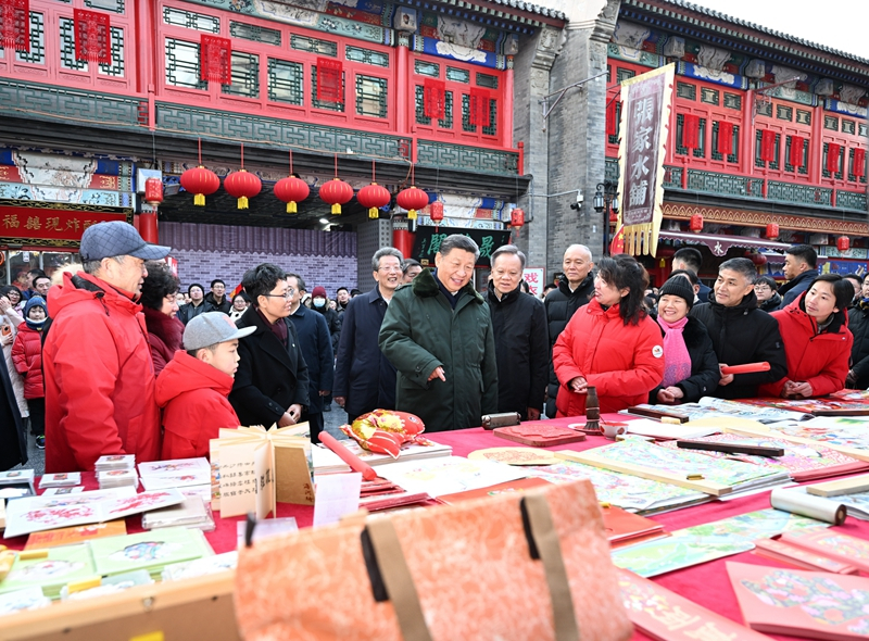 2024年2月1日，習(xí)近平總書記在天津古文化街考察。